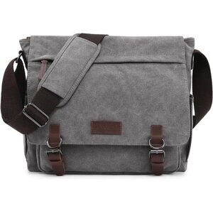 Vintage Canvas Messenger Bag Crossbody Shoulder Laptop Bag 15 Inch Travel Work B